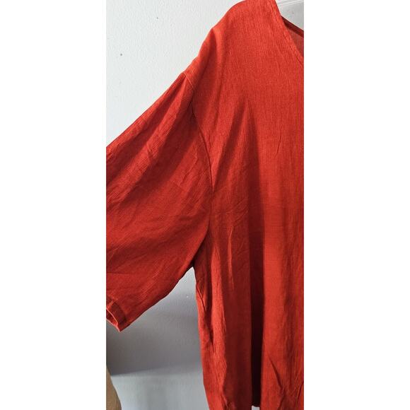 Southwest Indian Foundation Shirt Women's Size 2X Burnt Sienna Orange 100% Rayon - Picture 3 of 8